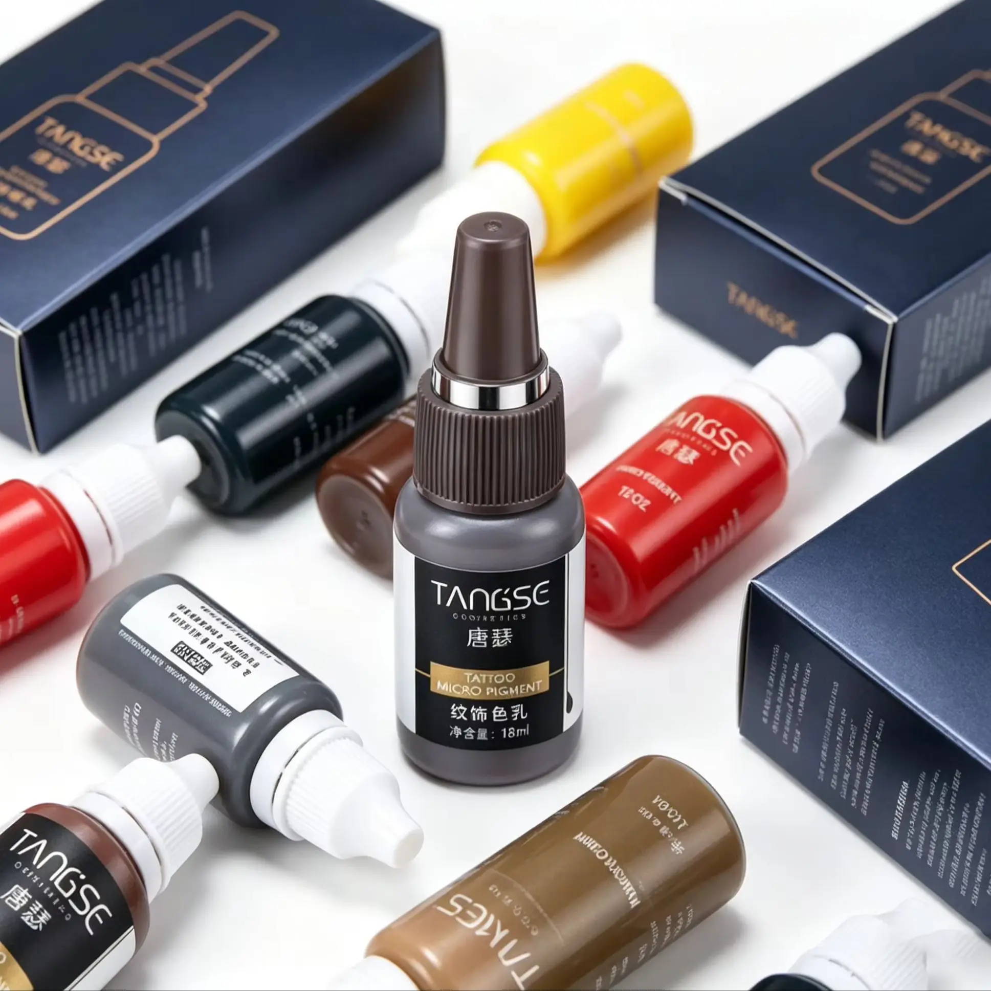Inchiostri per tatuaggi da 18ml per trucco permanente per sopracciglia pigmenti per tinta labbra a lunga durata cosmetici 0.6 once pigmento per