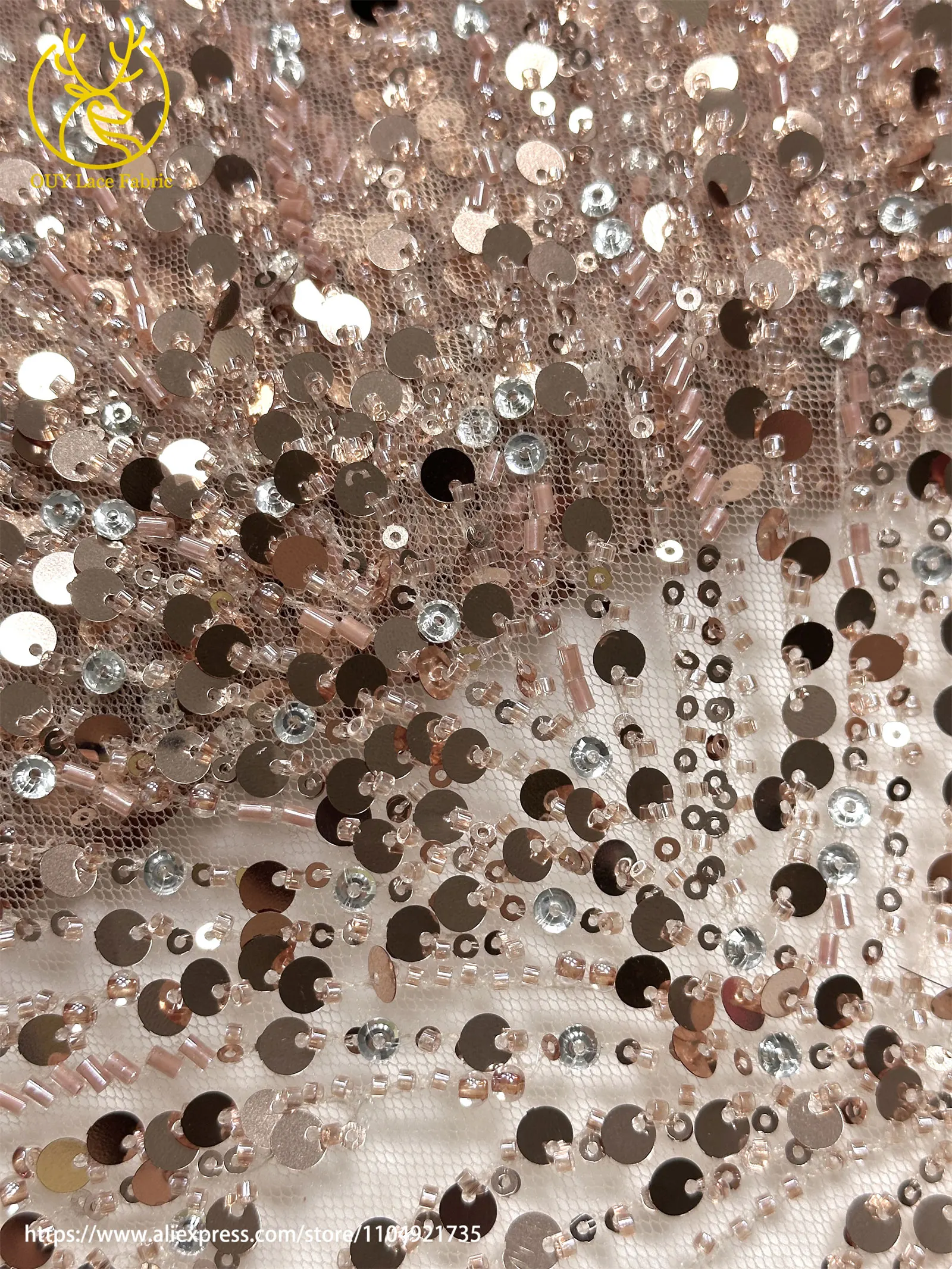Goldene Afrikanische Pailletten-Perlen-Spitze für Bräutigamkleid 2026 Luxuriöse Französische Nigerianische Bestickte Tüllspitze für Partykleider – Detail 21