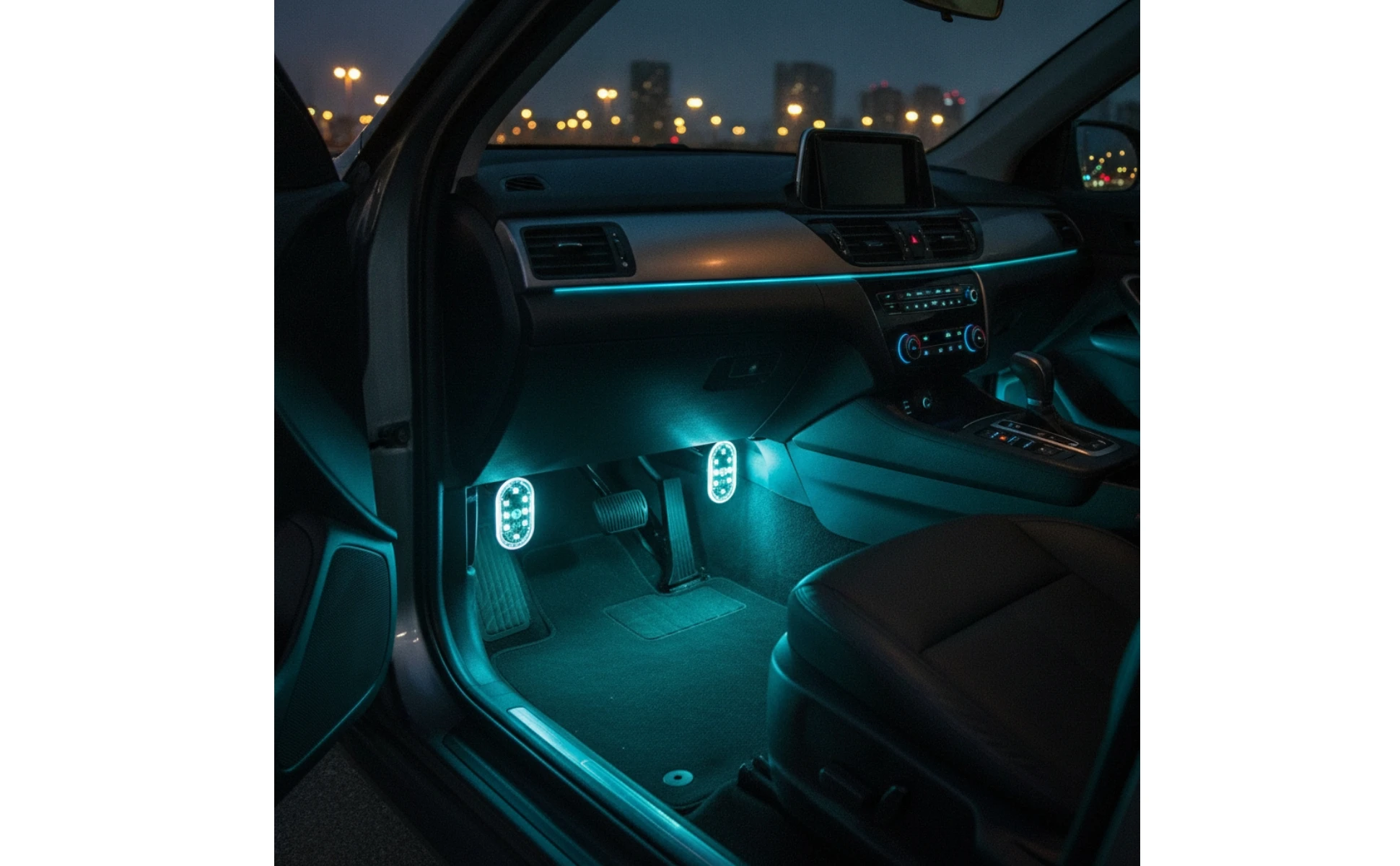4 Pieces Car Ambient Light with Controller Adhesive Interior Ambient Lighting Kit LED Light Kit Dynamic Modes for Drivers