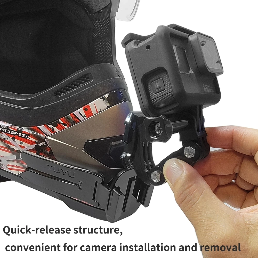 TUYU Motorcycle Helmet Front Chin Mount Strap Foldable Holder for GoPro Hero 13 12 11 10 Insta360 X4 DJI Accessory iPhone 16 15