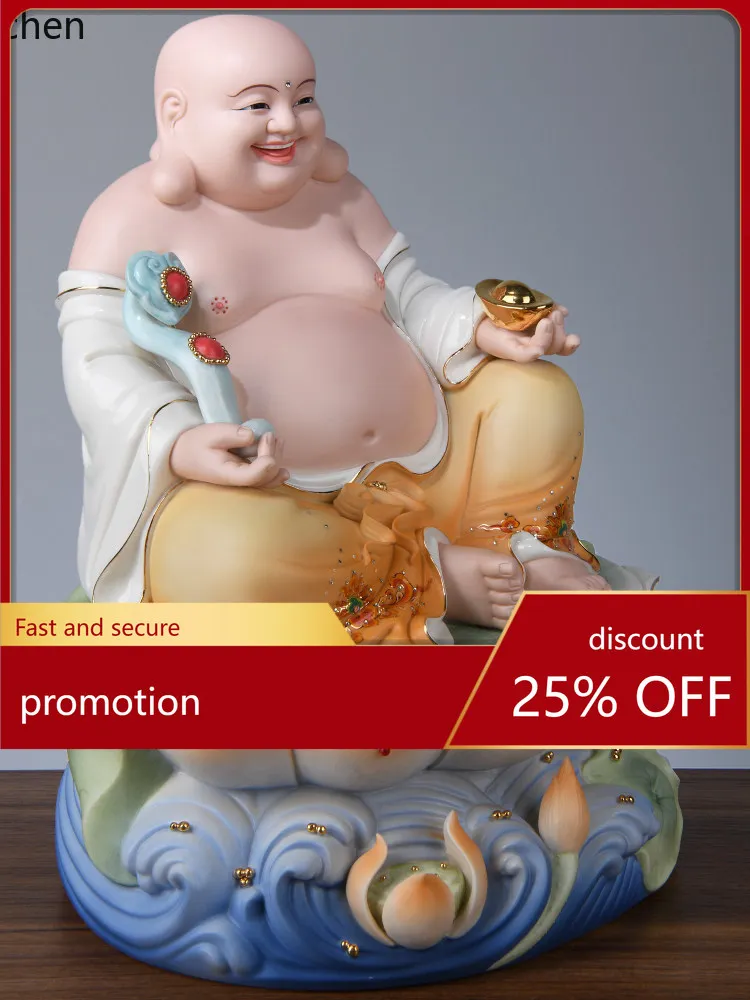 Cz ceramic  big belly laughing buddha bodhisattva home hand-painted buddhist hall bring in wealth and treasure ornaments