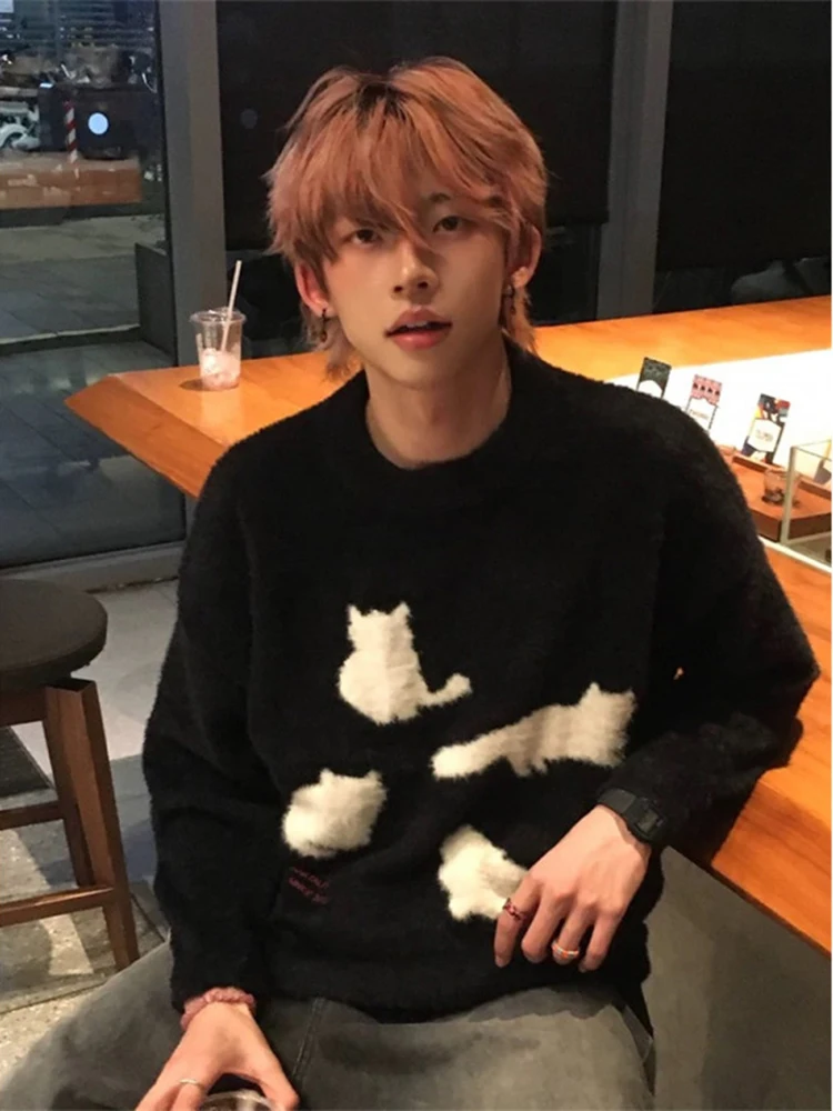 

Мужской вязаный свитер Bla Round Ne с узором, осенне-зимний, базовый слой, американский модный бренд, теплый