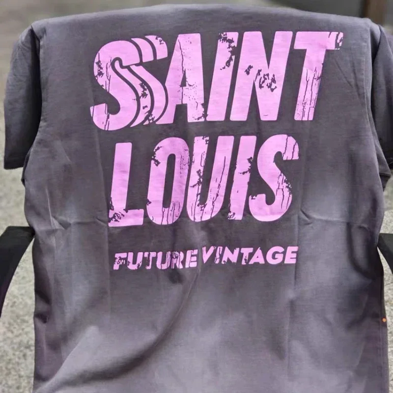 

24ss Washed Saint Louis Men T-Shirts 1:1 High Quality Destroy Tee Splash-ink Women T Shirts