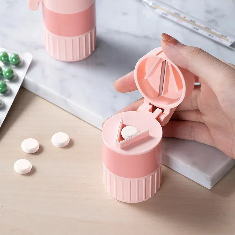 4 In 1 Portable 4 Layer Powder Tablet Grinder Powder Pill Cutter Medicine Splitter Box Storage Crusher Portable Pill Box