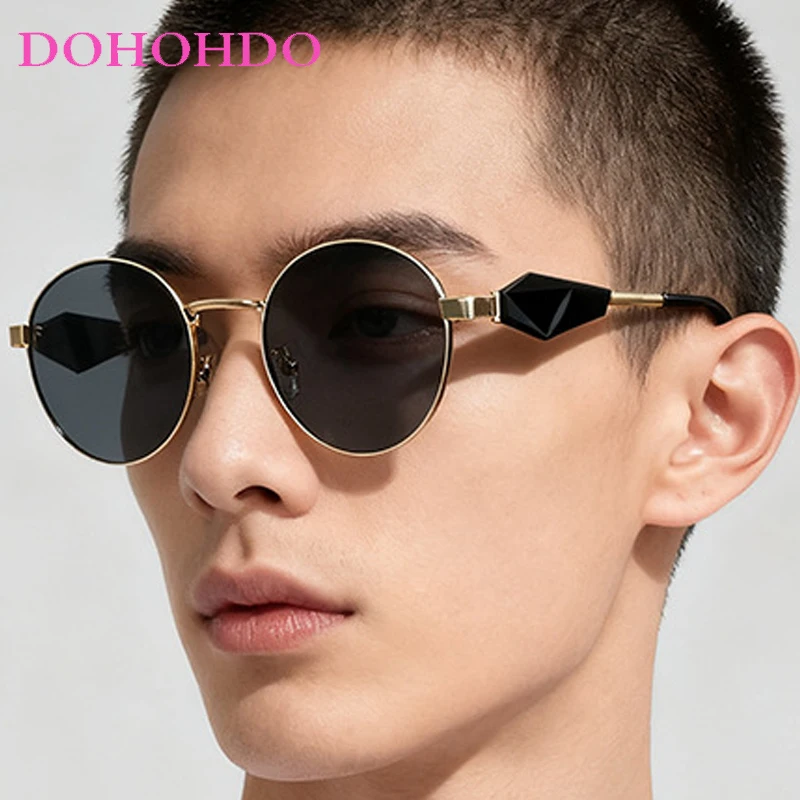 

New Luxury Metal Round Frame Brand Designer Sunglasses Women Men Trendy Popular Glasses Outdoor Drive Travel Eyeglasses UV400