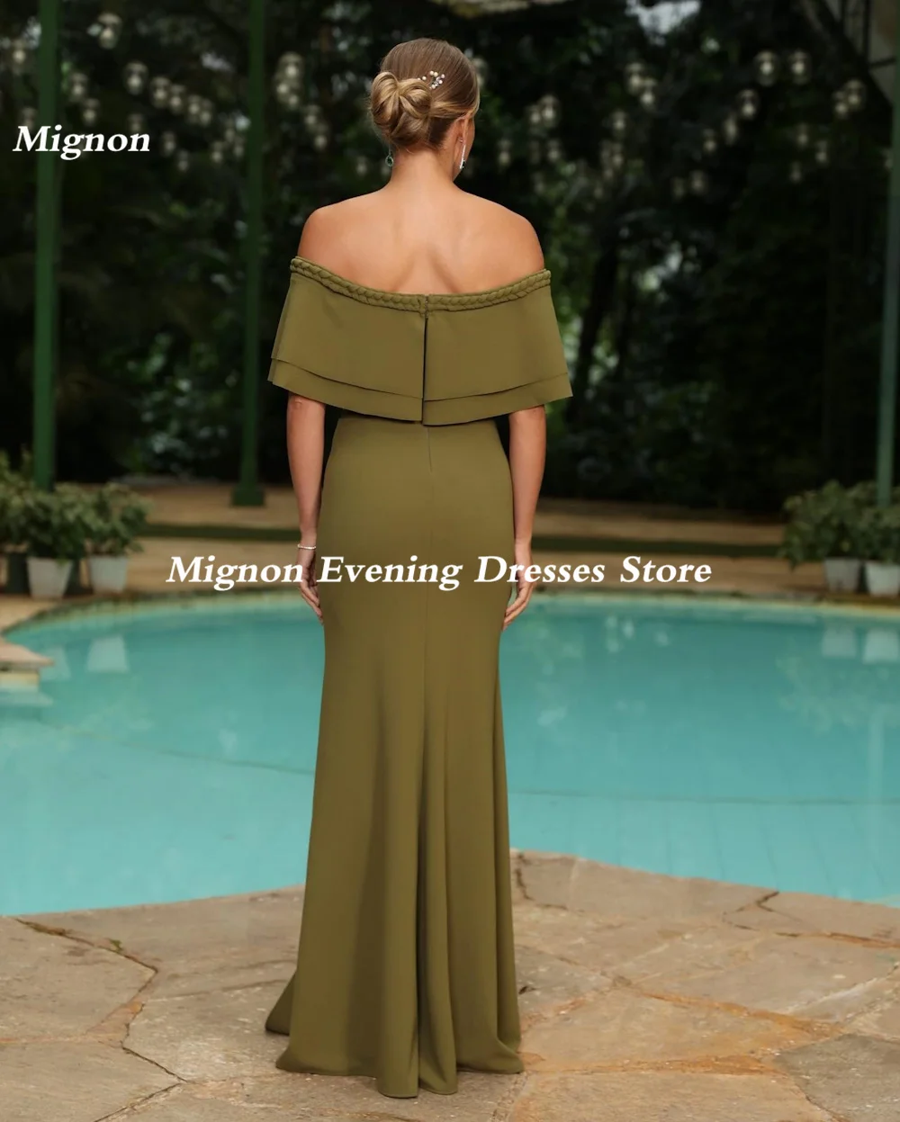 Mignon Satin Mermaid Off-the-shoulder Neckline Ruffle Prom Gown Floor-length Elegant Formal Evening Party Dress for Women 2023