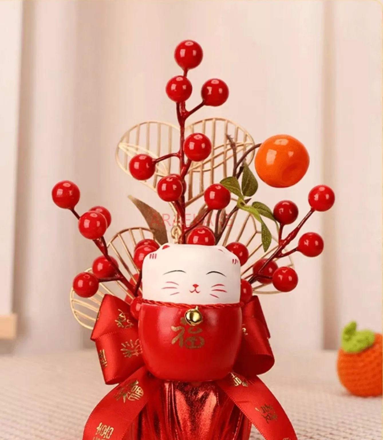 

2025 New Year Wedding Small Ornaments, Lucky Cat, Fortune Fruit, Home Decor, Living Room Entrance Decoration