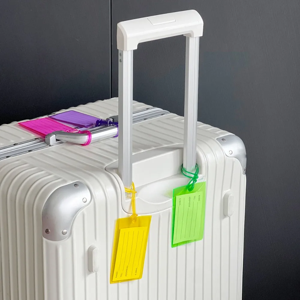 

Fluorescent Luggage Tag Colorful PVC Baggage Name Tags Address Label Boarding Pass Airplane Suitcase Tag Airplane Check-in