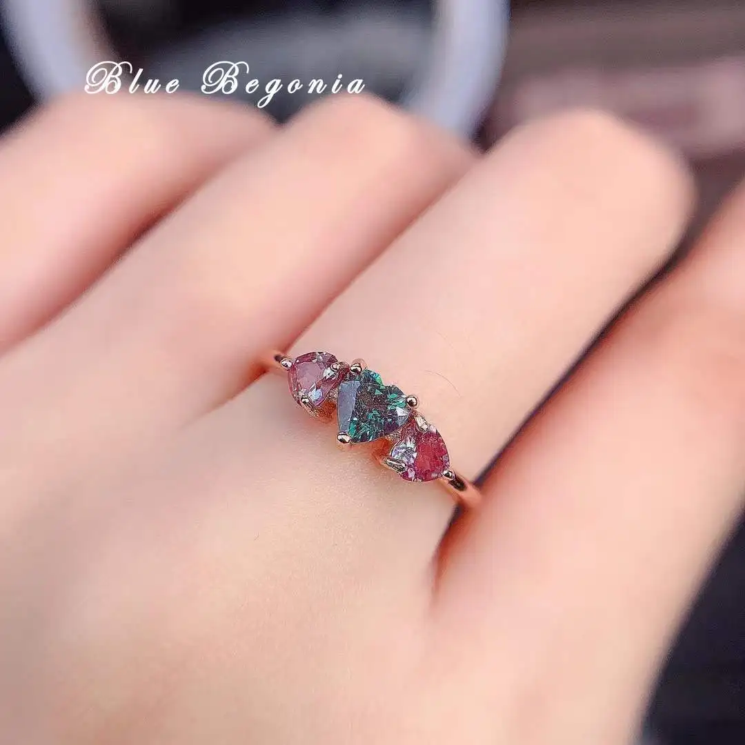 

Alexandrite Rings for Women Anniversary Gift 5*5mm 4*4mm Genuine Gemstone Ring Jewelry 925 Sterling Silver