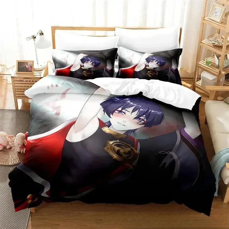 Anime Game Genshin Impact Scaramouche Bedding Set Boys Girls Twin Queen Size Duvet Cover Pillowcase Bed Kids Adult