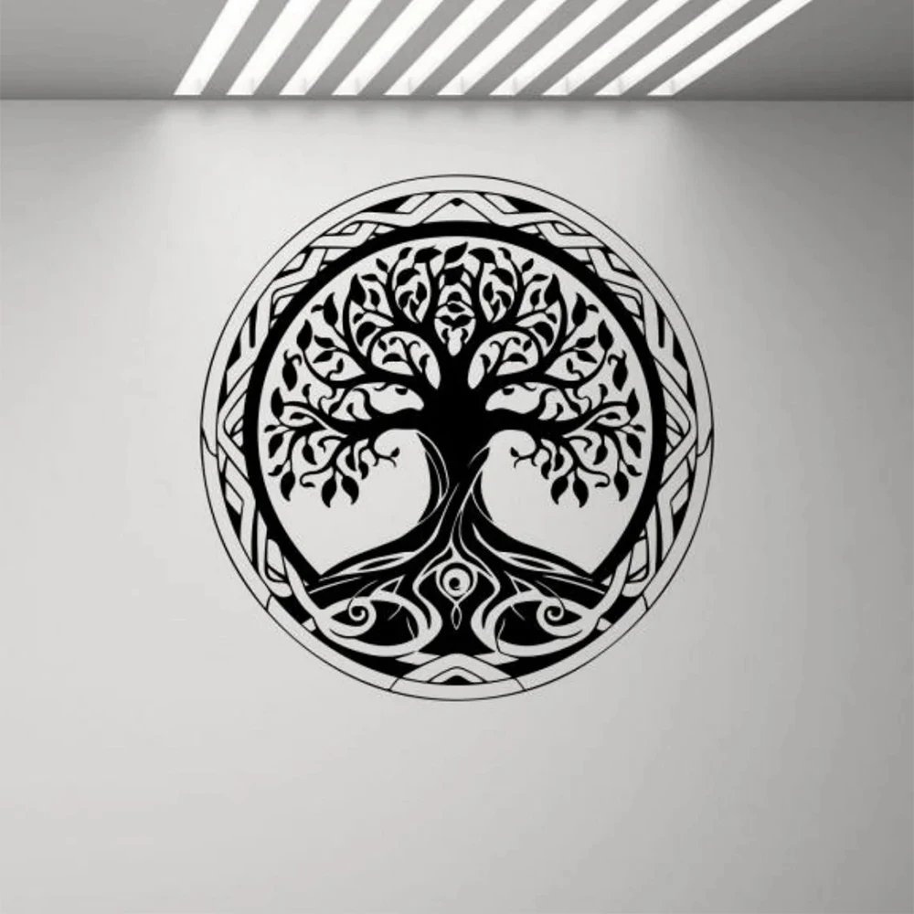 Yggdrasil Naklejka ścienna Winylowa Naklejka Ściana Drzewo Świata Wikingów Naklejka Ściana Odin Norse Decor Home Decor Gift Poster Removable Mural S323