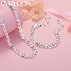 New 925 Sterling silver Exquisite lathe engraved pattern chain bracelet neckalce jewelry set women fashion Party wedding gifts