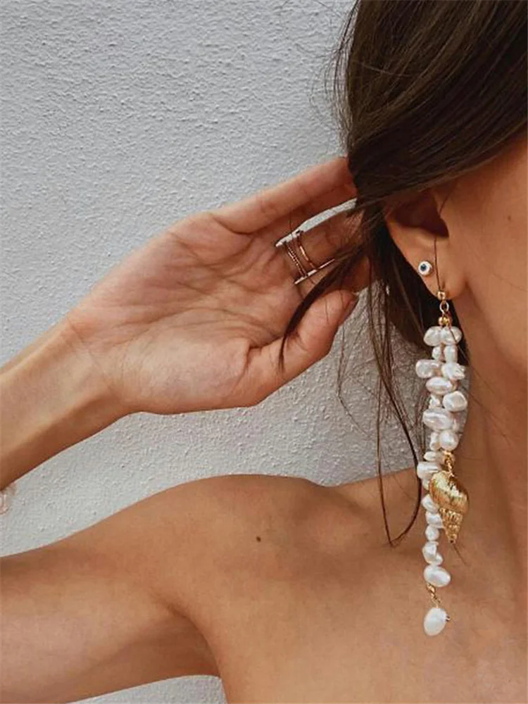 Kshmir 2021Baroque Freshwater Pearl Earrings Fashion Women\'s Earrings Pendant Earrings Girls Banquet Jewelry Gift