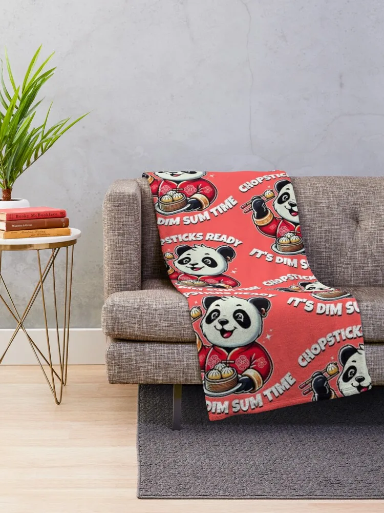 Chopsticks Ready, It's Dim Sum Time Throw Blanket Flannel Fabric For Sofa Thin Giant Sofa Blankets