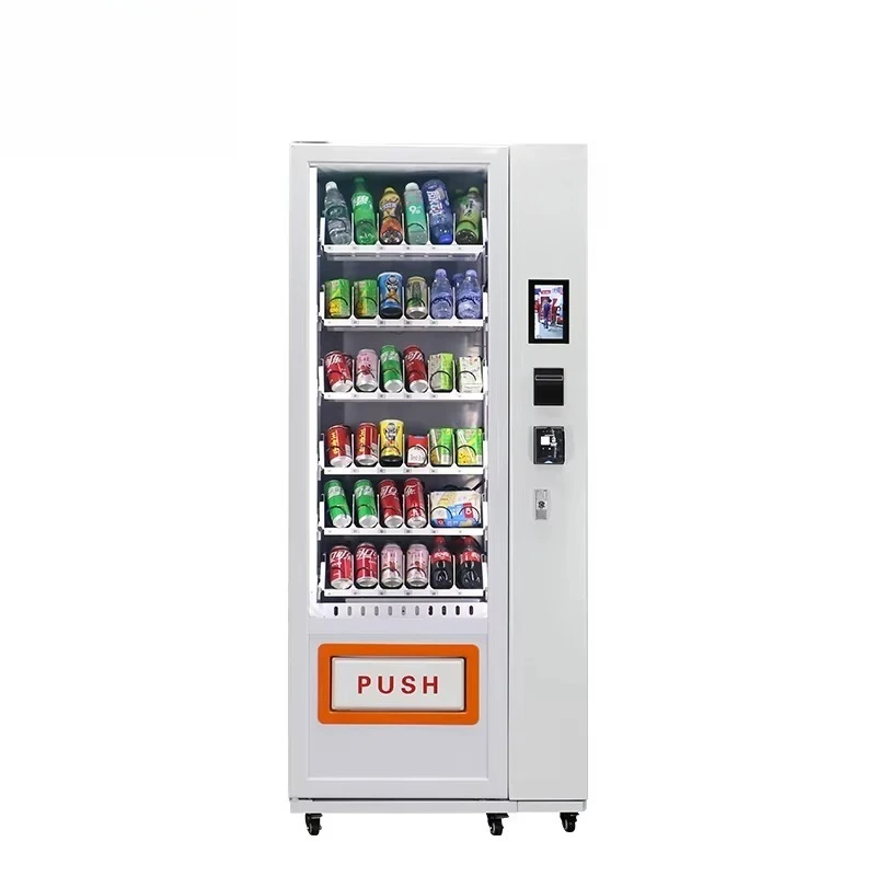 Custom Automatic Distributor Distributeur Automatique Combo Beverage Cans Bottles Drinks and Snacks Vending Machine 2024