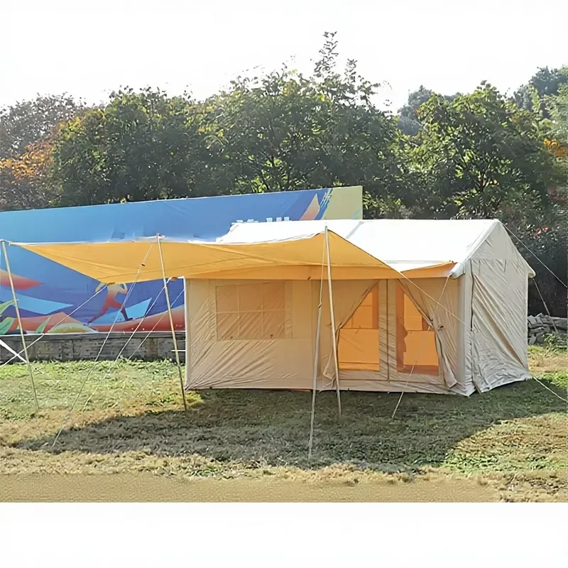 Outdoor Camping Inflatable Tent Free Build Multi-Person Portable Rainproof Tourism Two Rooms Two Halls 3x4x2.35M Four-Season