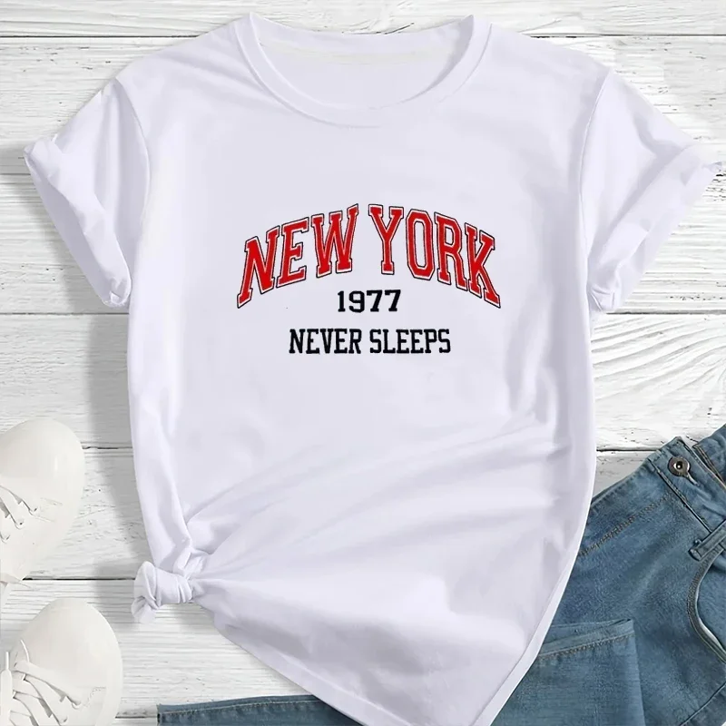 

New York Letter T-shirt Women Clothing Ladies Fashion Black White Short Sleeves T Shirt Streetwear Summer Top y2k Clothes Female
