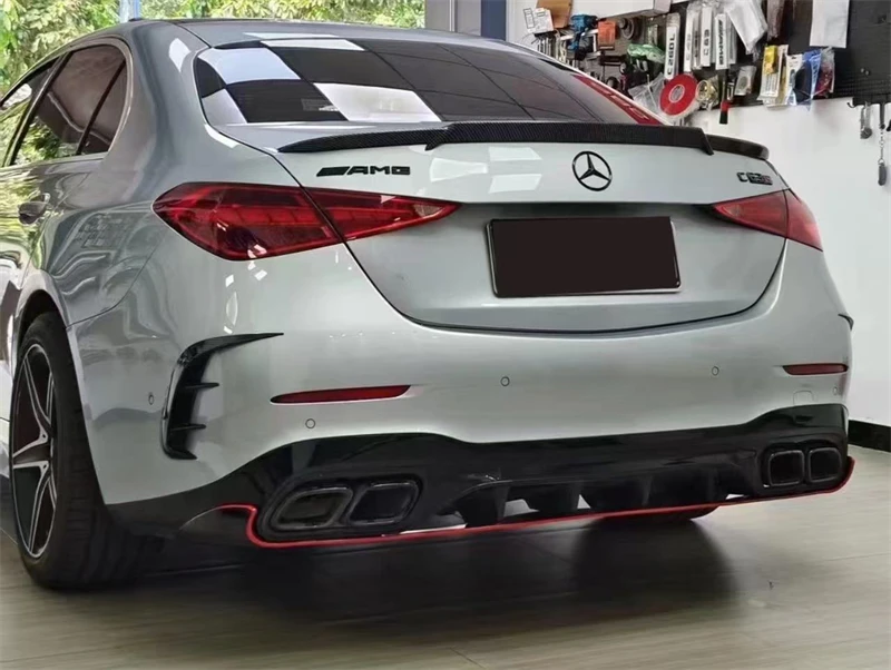 メルセデスベンツ W206 C43 C63 C200 C260 2020 2021 2022 2023 2024 高品質 ABS ブライトブラックフロントリップリアリップスポイラーキット