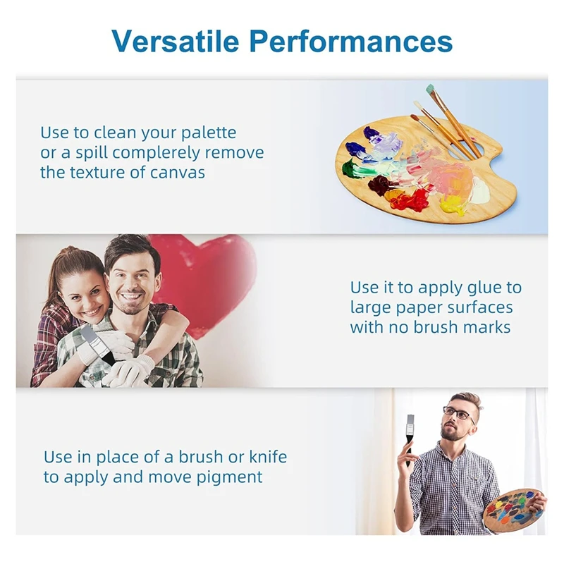 Flexível Silicone Pintura Escova, Ferramentas de Arte, Cor Shaper Ferramenta, Plano Acrílico Escova, Pincéis, 1 "Wide, 2 Pcs