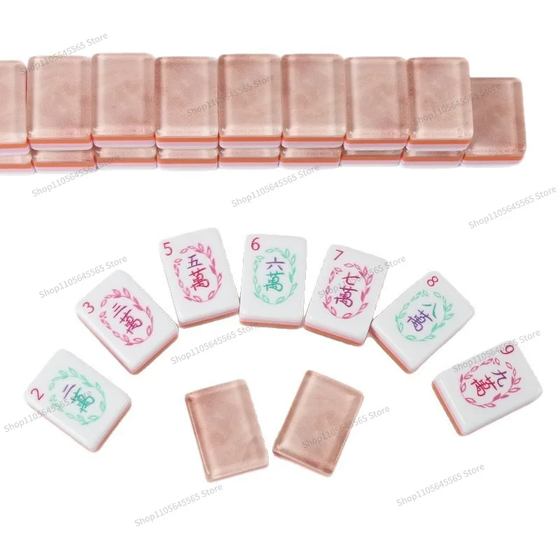 Acrylic Crystal Hand-rolled Mahjong Four-layer Color-block Home Travel Mini Mahjong