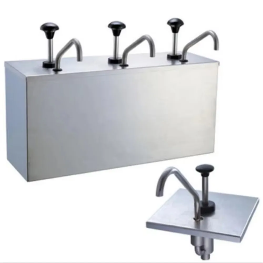 3 Bucket Sauce Dispenser Pump Squeeze Condiment Dispensing Stainless Steel Kitchen Vinegar Cruet Storage Dispenser