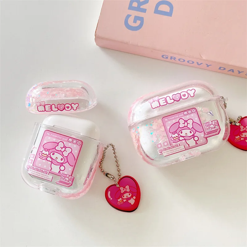 Sanrio Melody For Airpods Pro 2 Case 2022,Liquid Quicksand Hard PC Earphone Cover For Airpods 3rd Generation Case For Girls