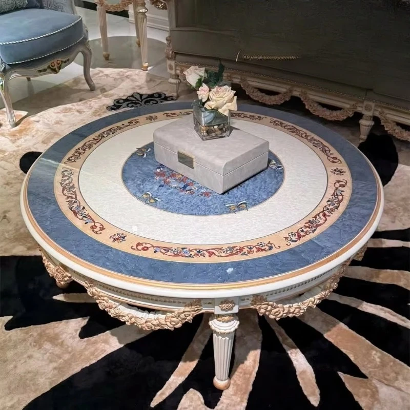 Traditionally made solid wood inlaid with living room furniture, large round coffee table