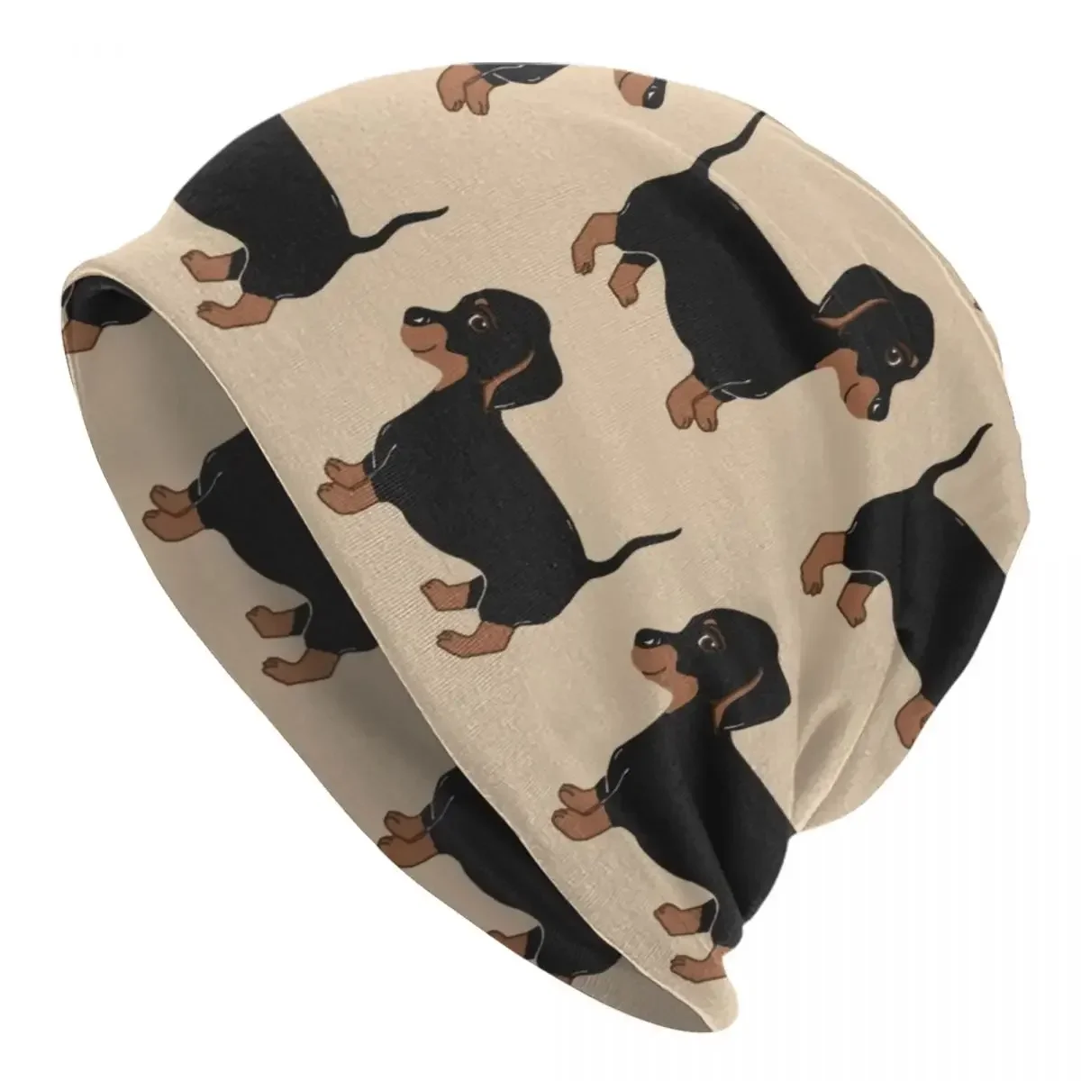 Gorro en tricot motivo de chiot teckel mignon pour hommes y femmes, sombreros chauds, gorros Skullies de chien de saucisse Wi