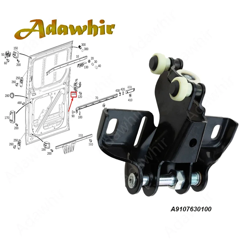 Sliding Door Guide Roller Hinge Right Middle for Mercedes Sprinter 910 907 1500 2500 3500 3500XD 2019 - 2023 OE A9107630100