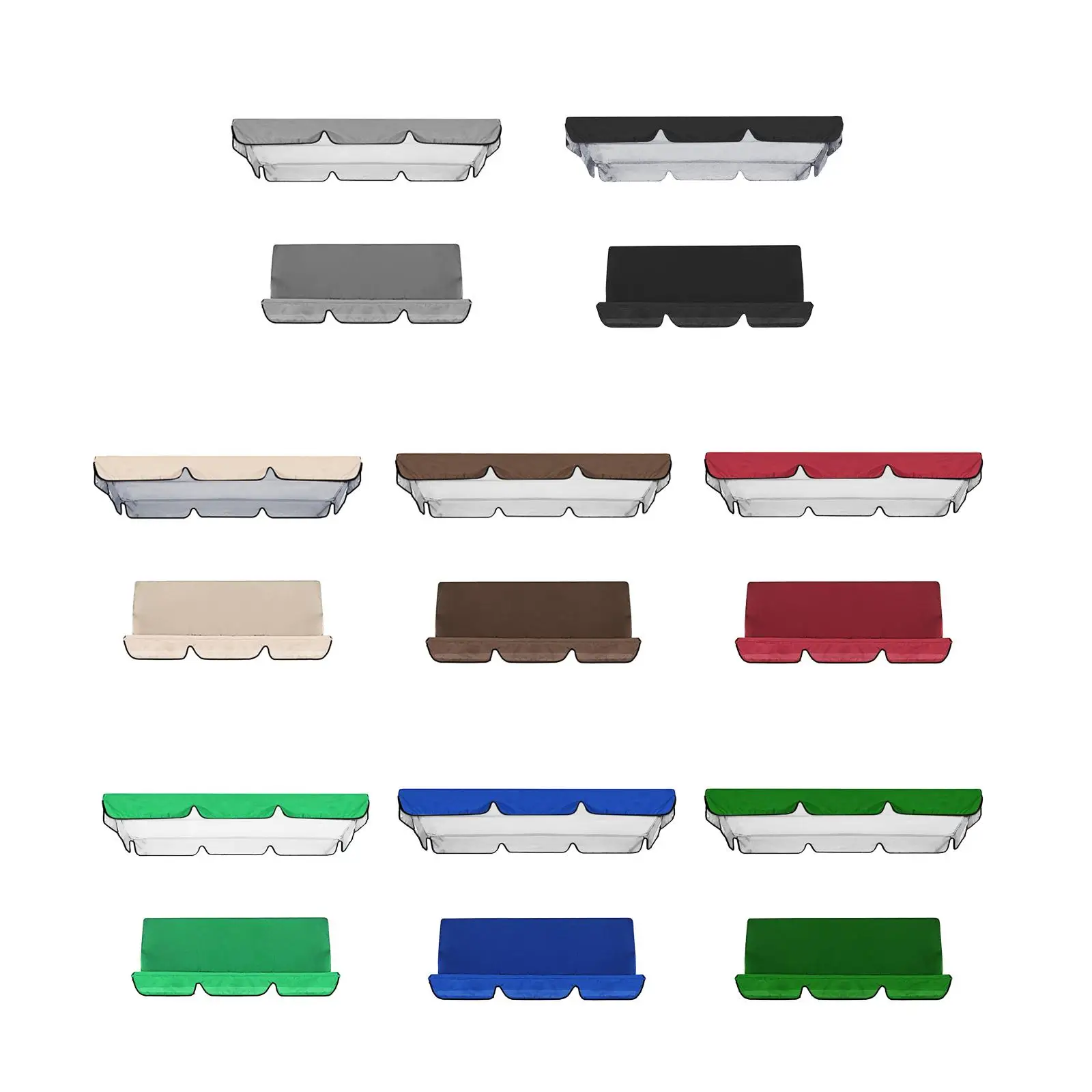 Waterproof Swing Awning Canopy Cover Set 3 Person Durable Oxford for Outdoor Swing Chair Patio Furniture Porch Swing