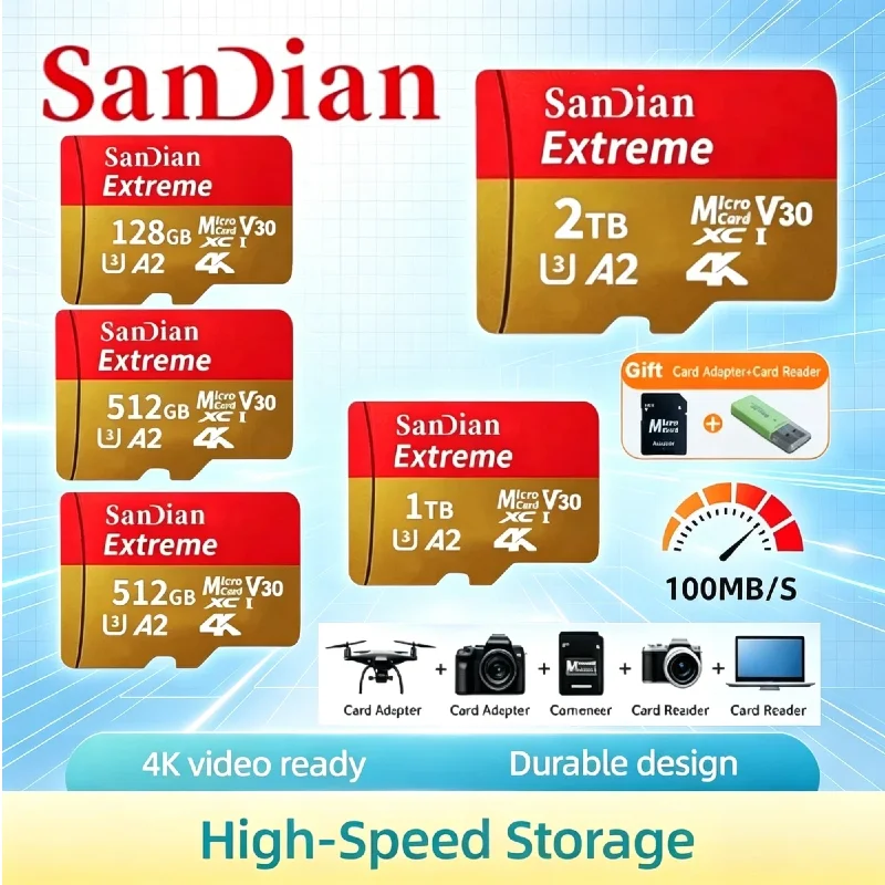 

Original Class10 Portable Micro TF SD Card 1TB 256GB 128GB Mini Memory Card for Camera Mobile Phone and Drone Gear