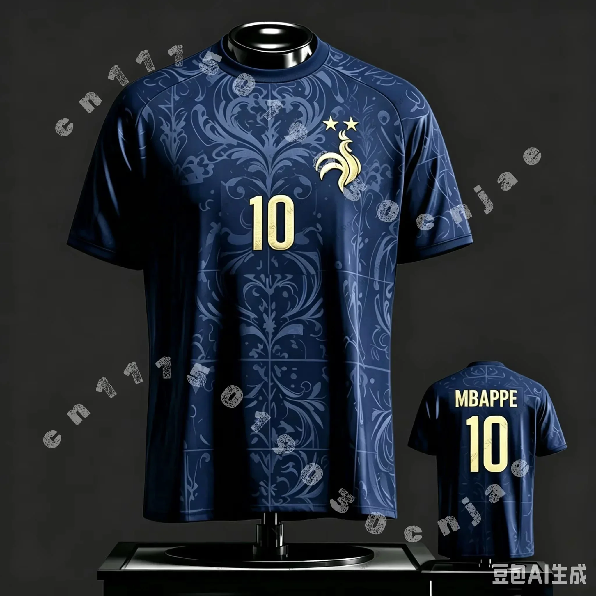 2026 Frankreich Fan-Edition Trikot_T-Shirt_ Mbappé # 10, Dembélé # 7 — Kinder, Erwachsene, Männer, Frauen, Sport- und Freizeitoberteile Sport-T-Shirt – Detail 1