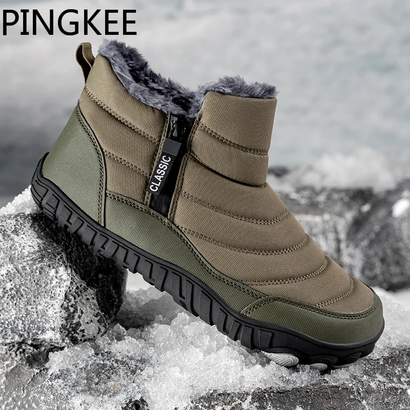 PINGKEE VENOCON Wide ToeBox Feet Barefoot Athletic Leather Shoes Men Women Winter Thermal Snow Boots Sneakers Footwear Man Woman