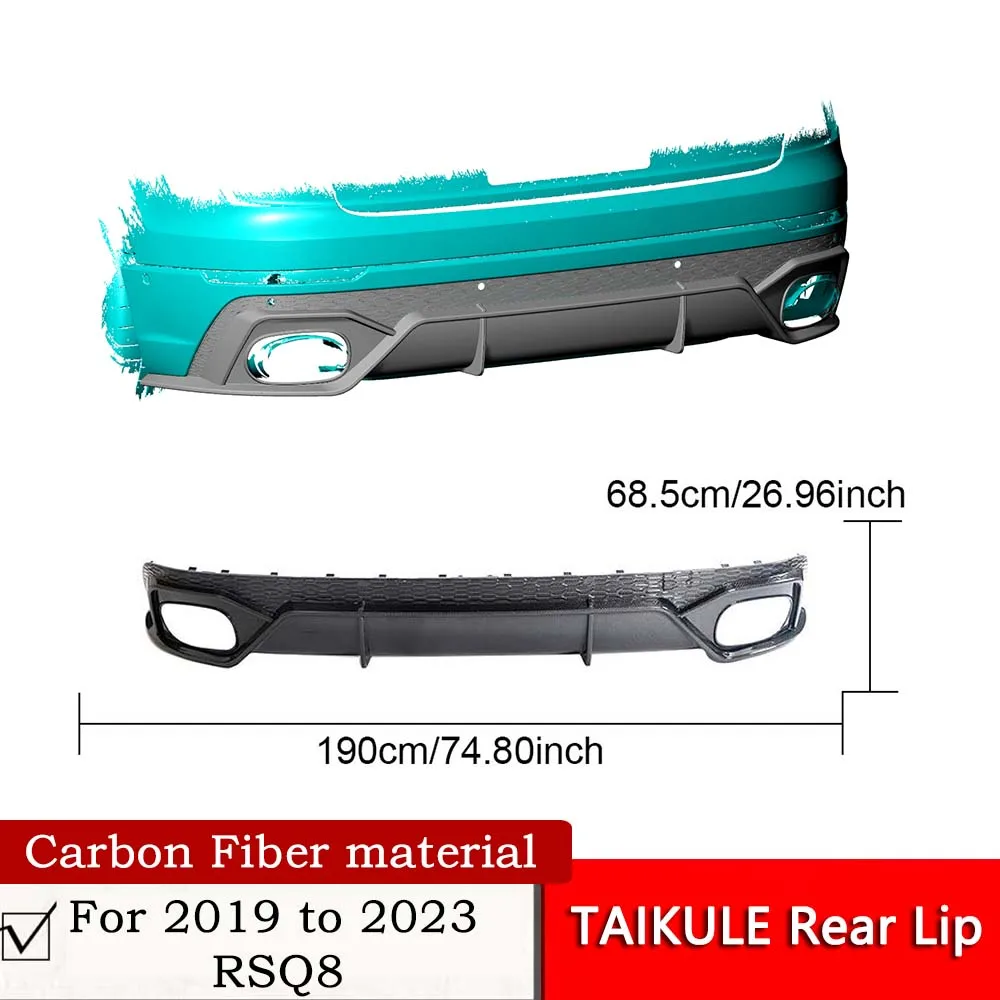 Carbon TAIKULE Rear Lip For 2019 2020 2021 2022 2023 RSQ8 Modification Kit High-quality Carbon Fiber RSQ8 Rear Diffuser