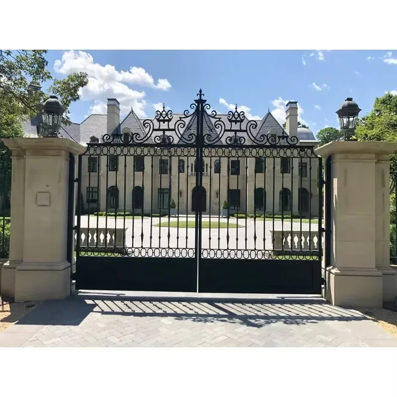 

Smart Latest Main Gate Designs Anti-Rust Luxury Customize Style Estate Gate Wrought Iron Driveway Gates