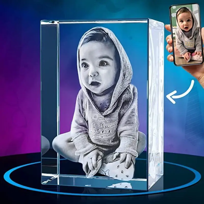 Animal Portrait 3D Internal Laser Engraved Crystal Ornament Multi Shapes Sizes Personalized Pet Photo Crystal Keepsake Gift