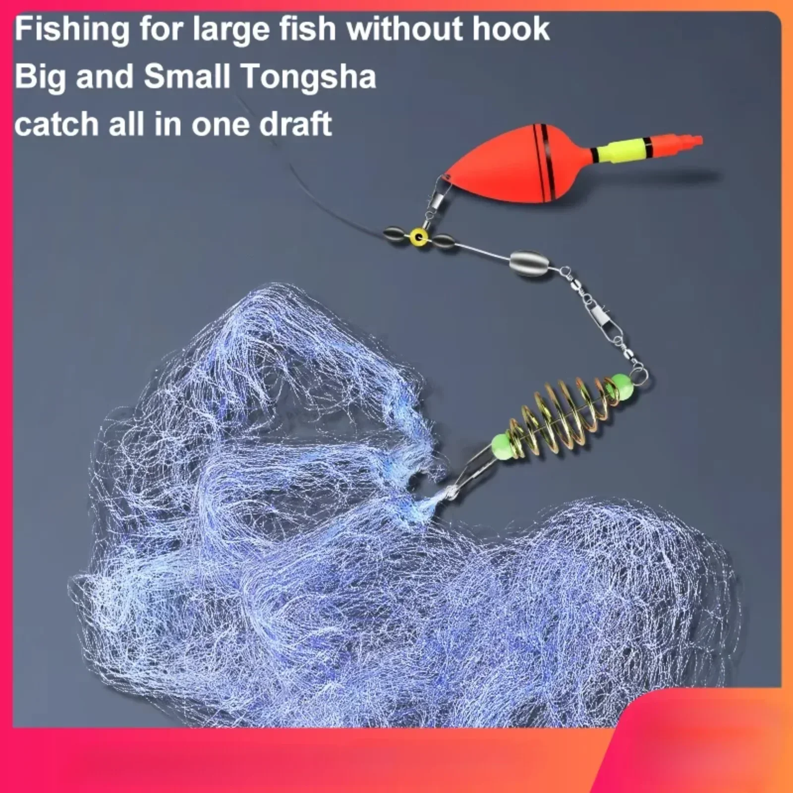 12 Size Fishing Net Trap Mesh Luminous Bead Netting Sea Fish Net Tackle Design Copper Shoal Cast Fishing Trap Fishing Tackle