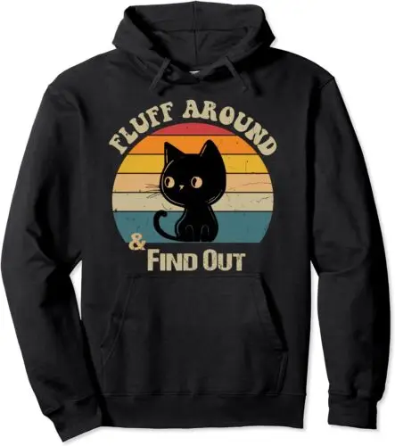 Polarshe Vintage Kat Pluist Rond En Ontdek Grappig Cadeau Unisex Sweatshirt Met Capuchon