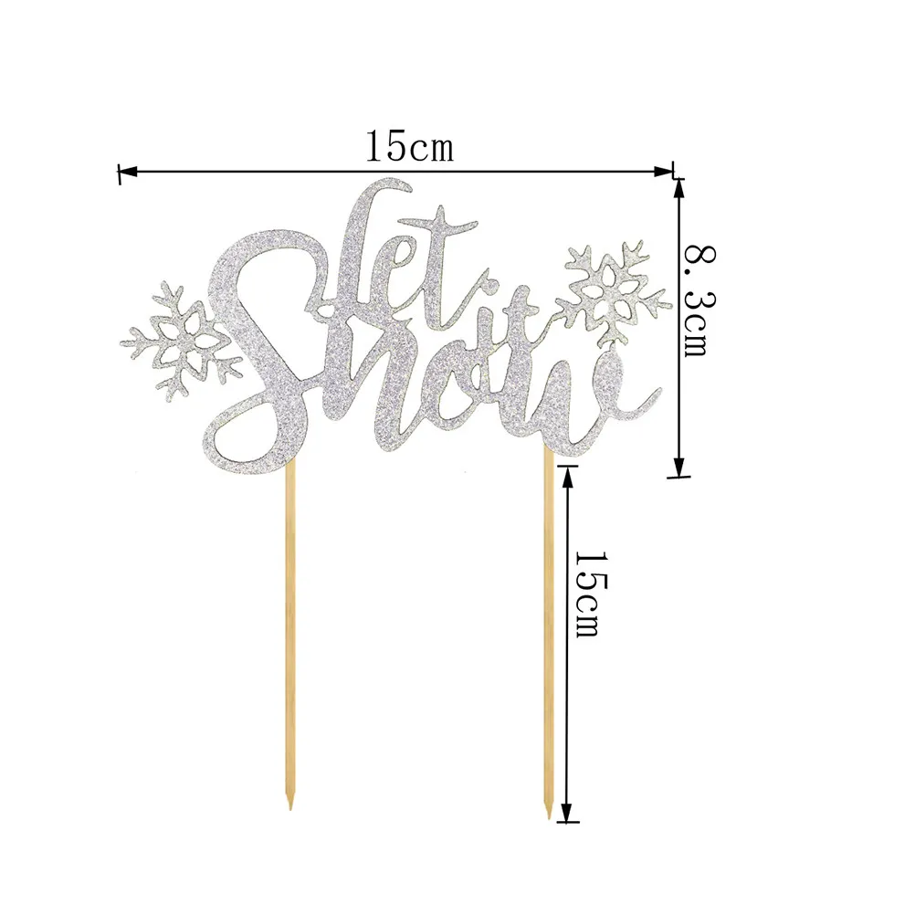 6Pcs Cake Decoration Let It Snow Paper Cake Picks for Christmas Party Cupcake Decor Dessert Table Decorative Supplies view 4