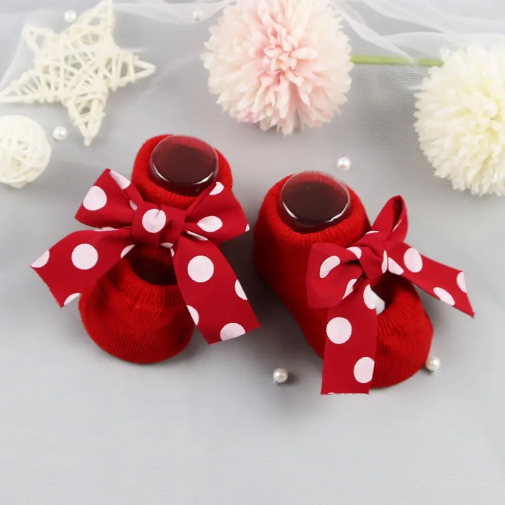 

Baby Christmas Gift Bow Headband Heart Newborn Baby Girl Socks Infant Anti Slip Socks Socks Headband Set Toddler Floor Socks