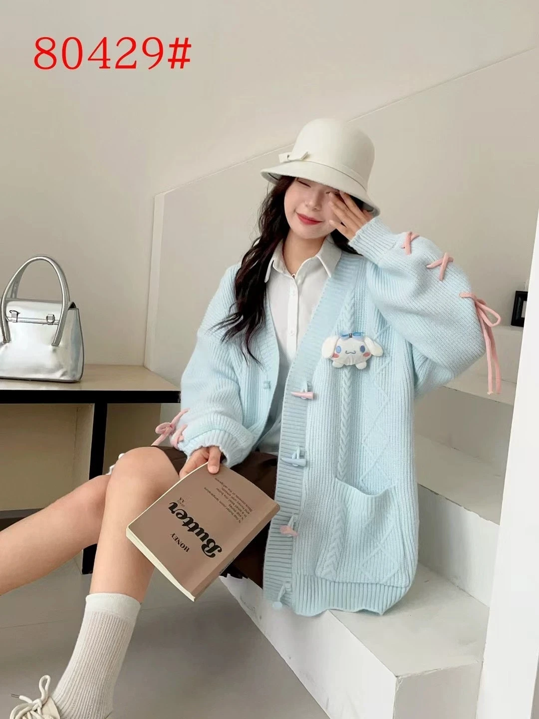 Autumn and winter new style gentle v-neck temperament pure lust hot girl slim long-sleeved sweater tops for women