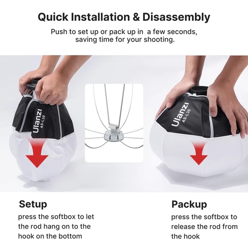 Imagen 2 del producto U U.S. ​ Lanzi 30cm Mini Bowens Mount globo linterna Softbox instalación rápida Softbox profesional para LT028 40W COB luz de vídeo