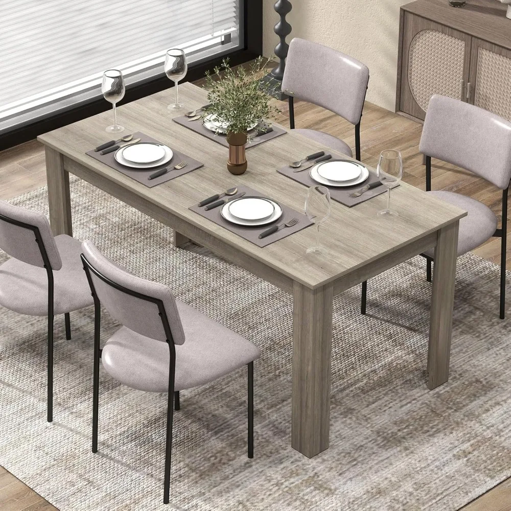 Modern Kitchen Table with L-Shaped Legs, Large Wooden Rectangular Dinner Table for Dining Room, Living Room