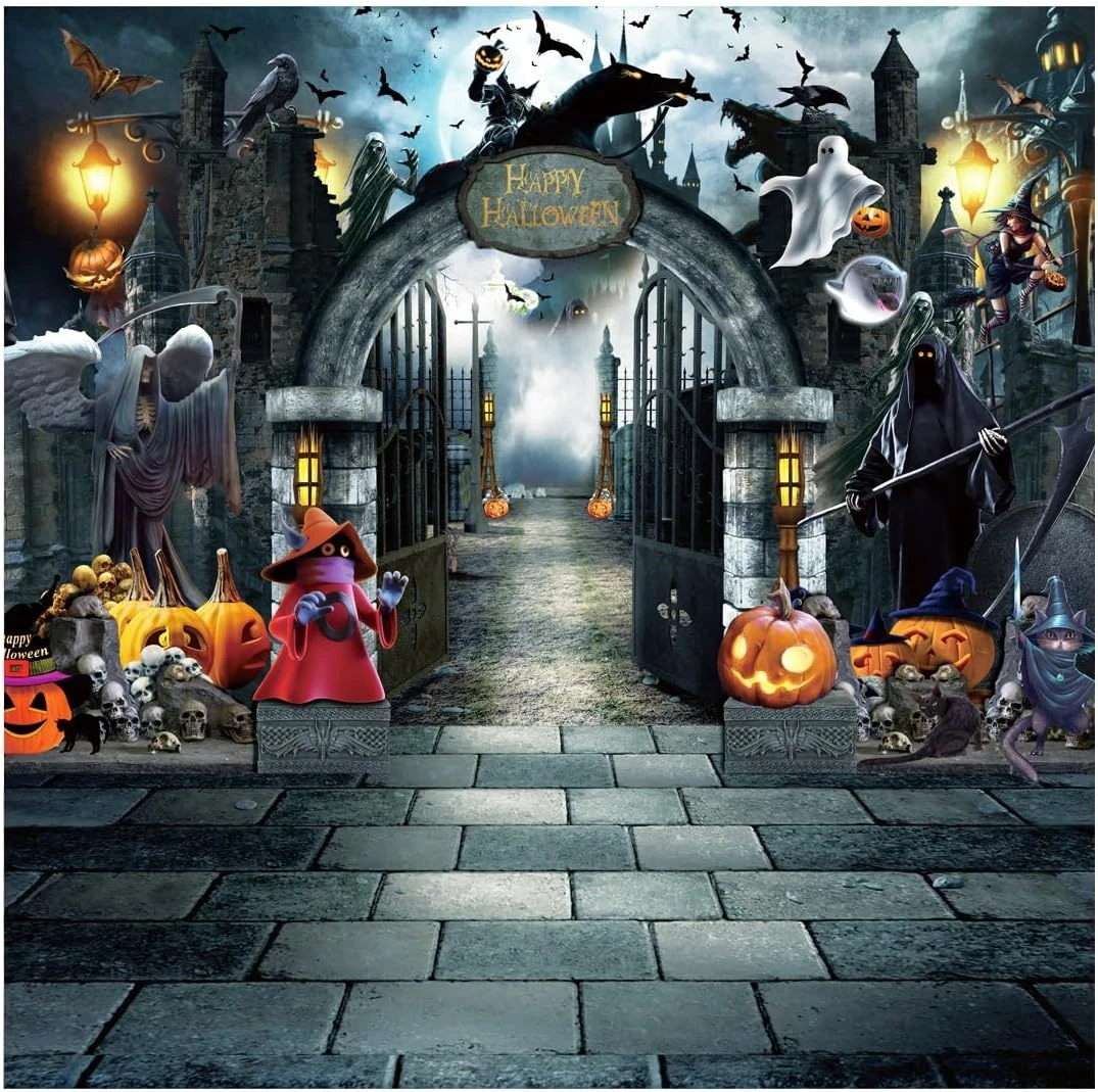 Fondos de Festival de calabaza de terror, elfo nocturno de Castillo Mágico, impresión por ordenador, fondos de estudio de fotografía de halloween