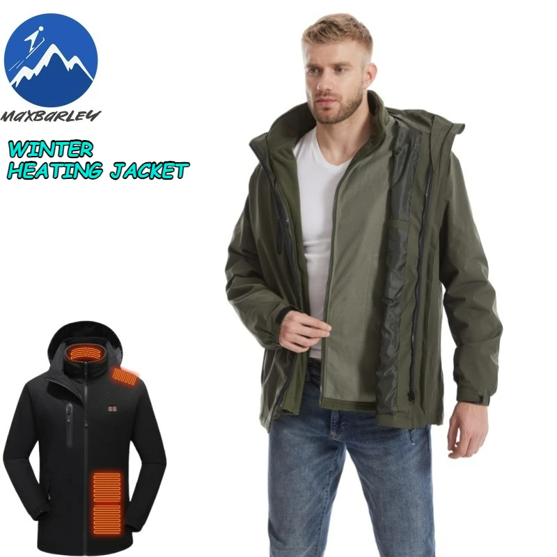 

15 Areas Winter Heating Motorcycle Jacket Men USB Electric Heating Jackets Snow Warm Heated Clothes 3-in-1 Assault Windbreaker