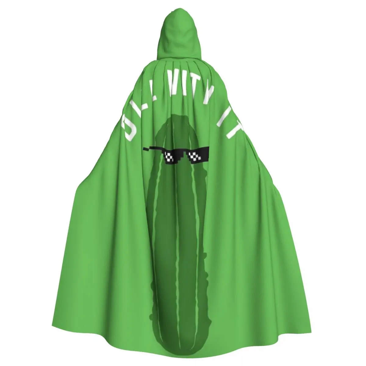 

Милый длинный плащ с капюшоном и принтом огурца, средневековый костюм ведьмы, накидка для косплея, накидка на Хэллоуин, вампир, для взрослых, унисекс