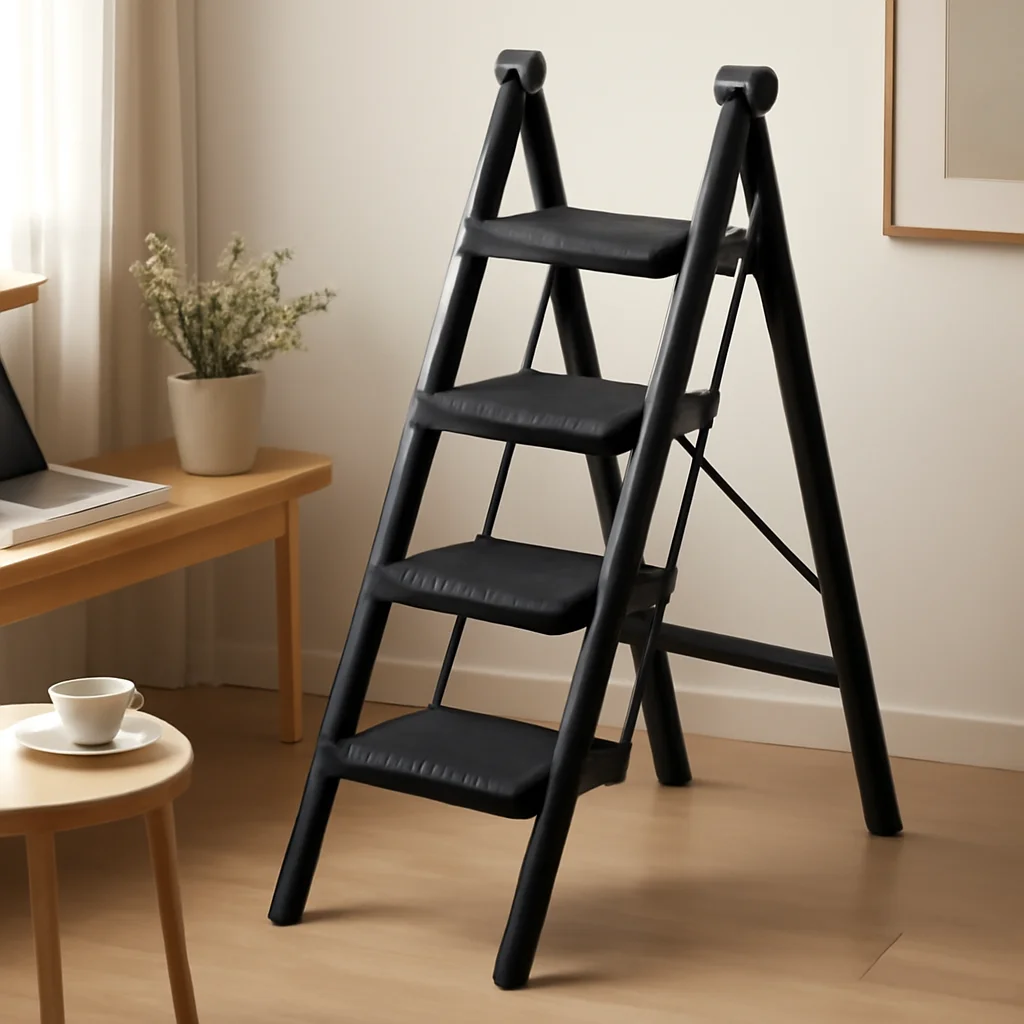 

Портативная складная лестница, легкая телескопическая бытовая лестница, безопасный табурет из углеродистой стали, компактная лестница-чердак, противоскользящая