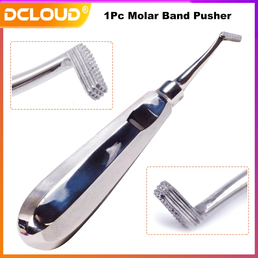 1Pc Dental Orthodontic Band Pusher Seater Molar Ring Push Lift Stainless Steel Bite Stick Seating Serrated Tip Manual Tools