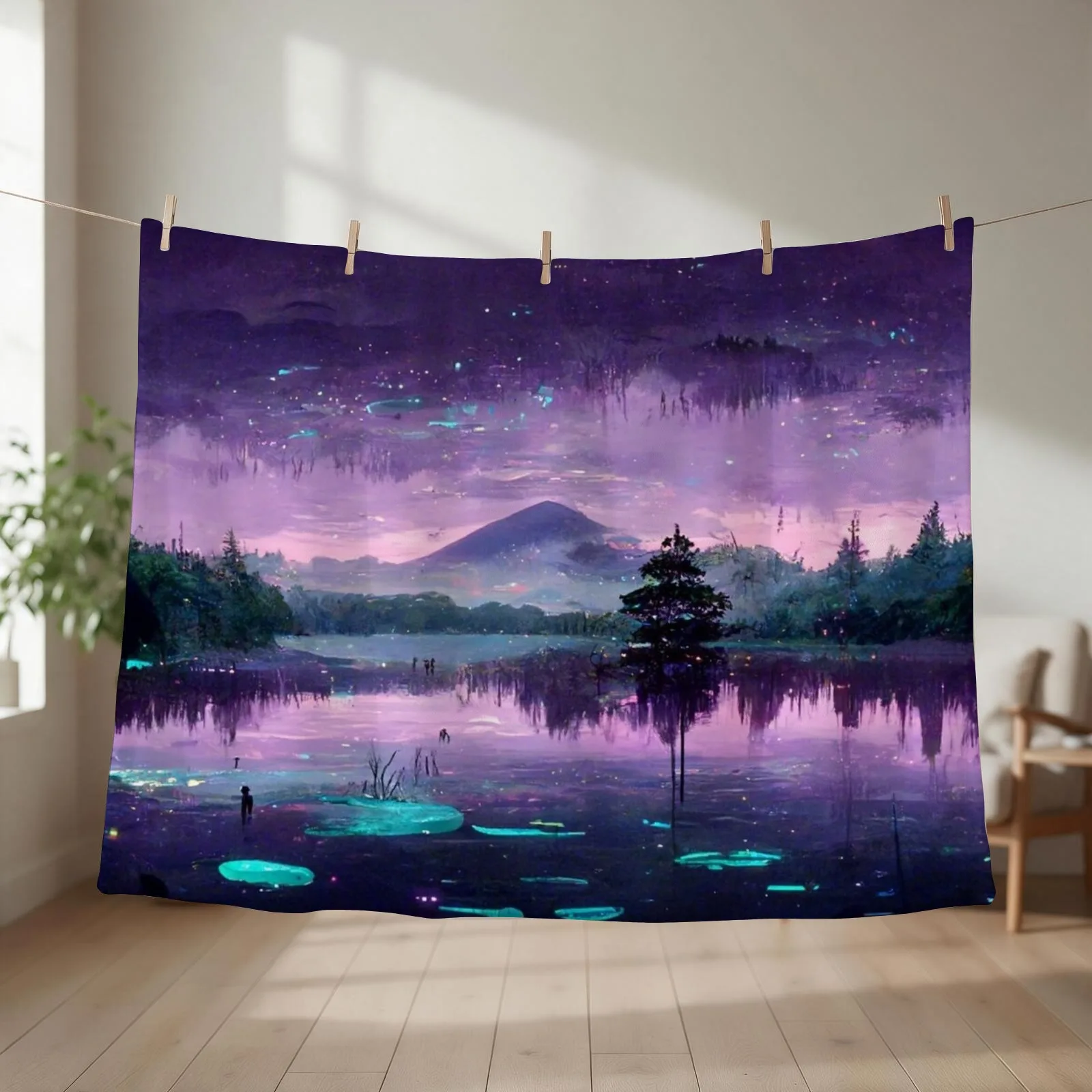 Fantasy Forest Throw Blanket couch cozy soft plush fuzzy picnic outdoor blanket