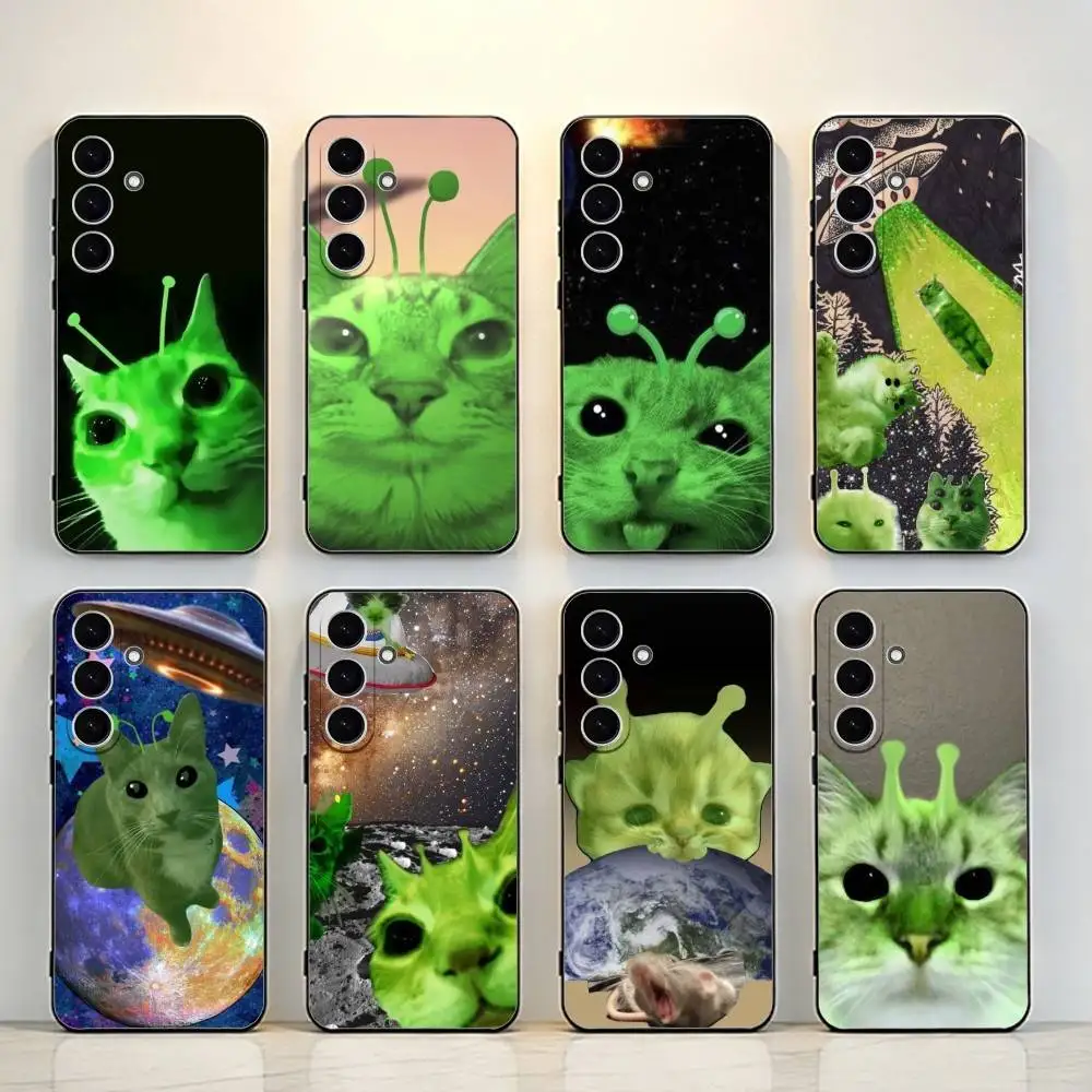 

Alien Cat Cute Black Shell Phone Case For Samsung Galaxy A73,A72,A71,A70,A53,A52,A51,Others Soft Black Shell